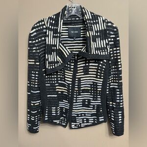 NIC+ZOE PM Abstract Knit Full Zip Cardigan Shawl Collar Sweater Jacket